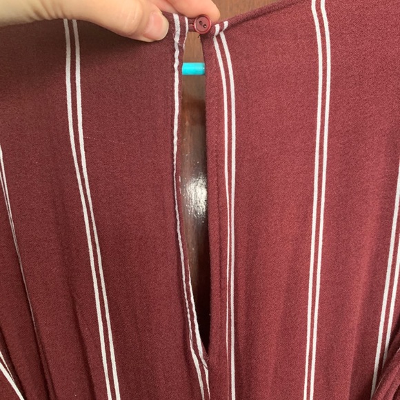 striped maroon romper - Picture 4 of 6